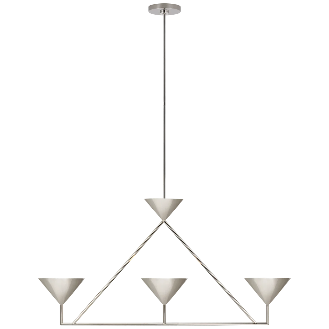 Orla Medium 3-Light Linear Chandelier-Visual Comfort-VISUAL-PCD 5215PN-ChandeliersPolished Nickel-3-France and Son