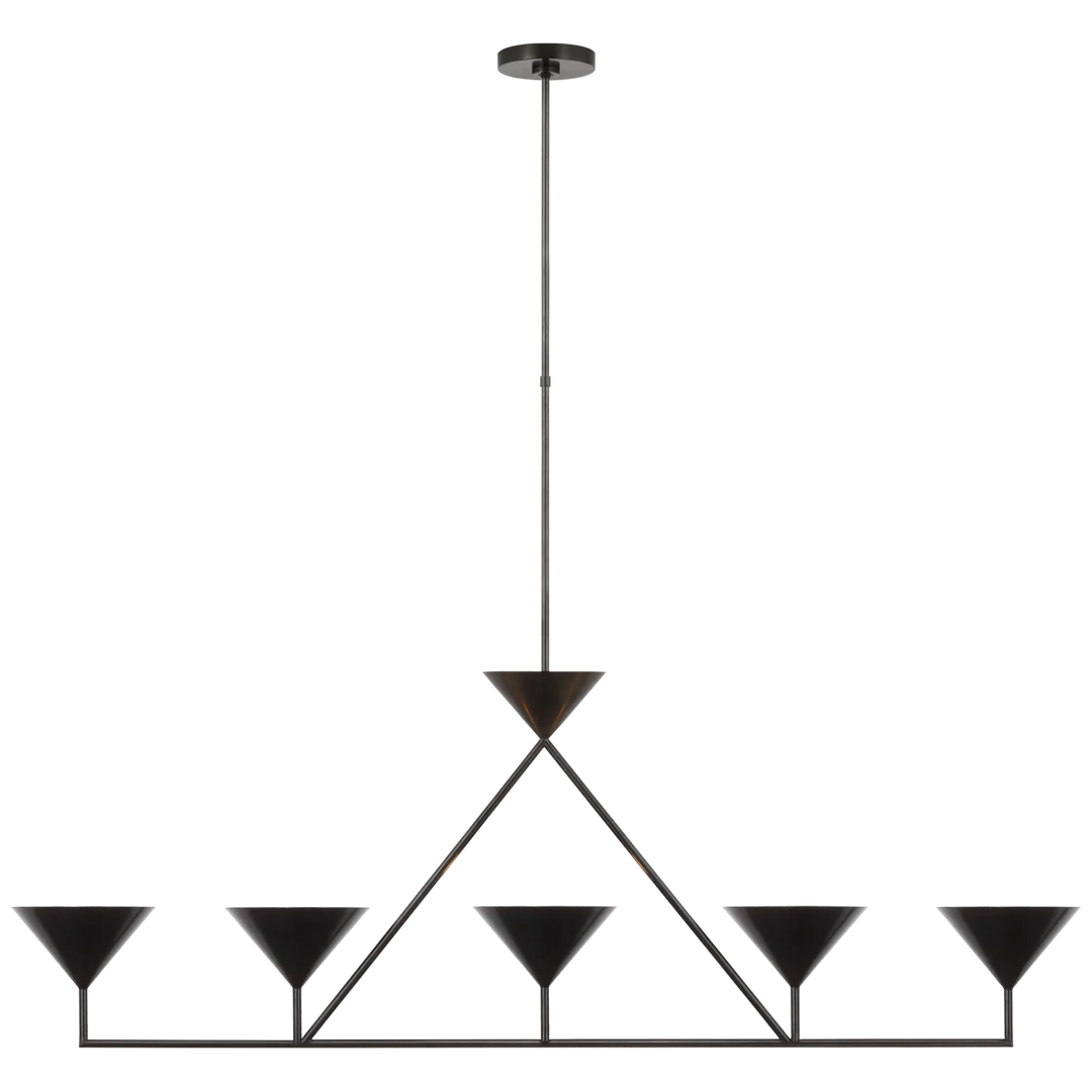 Orla XL 5-Light Linear Chandelier-Visual Comfort-VISUAL-PCD 5216BZ-ChandeliersBronze-1-France and Son