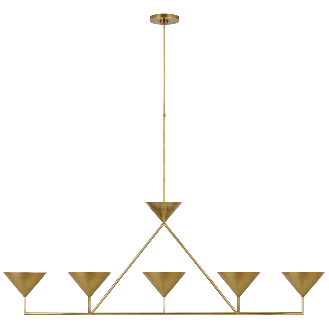 Orla XL 5-Light Linear Chandelier-Visual Comfort-VISUAL-PCD 5216HAB-ChandeliersHand-Rubbed Antique Brass-2-France and Son