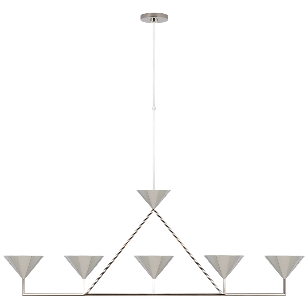 Orla XL 5-Light Linear Chandelier-Visual Comfort-VISUAL-PCD 5216PN-ChandeliersPolished Nickel-3-France and Son