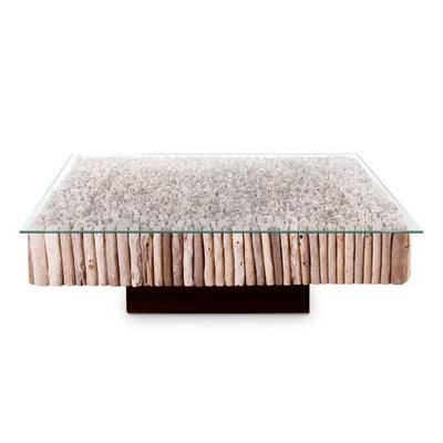 Manhattan Coffee Table, Square, with Glass-Phillips Collection-PHIL-PH64007-Coffee Tables-1-France and Son