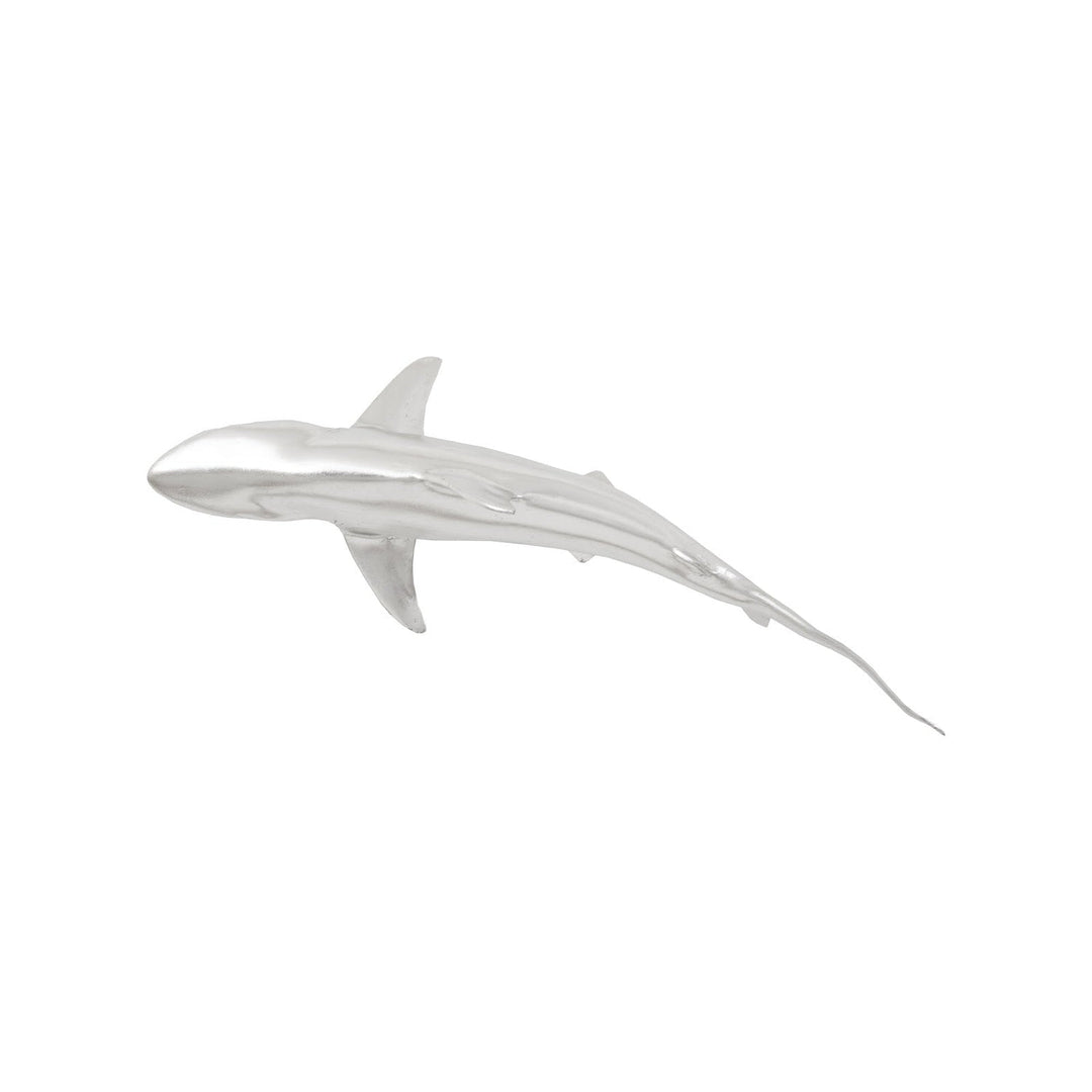 Whaler Shark Fish Wall Sculpture-Phillips Collection-PHIL-PH64545-Wall ArtSilver Leaf-2-France and Son
