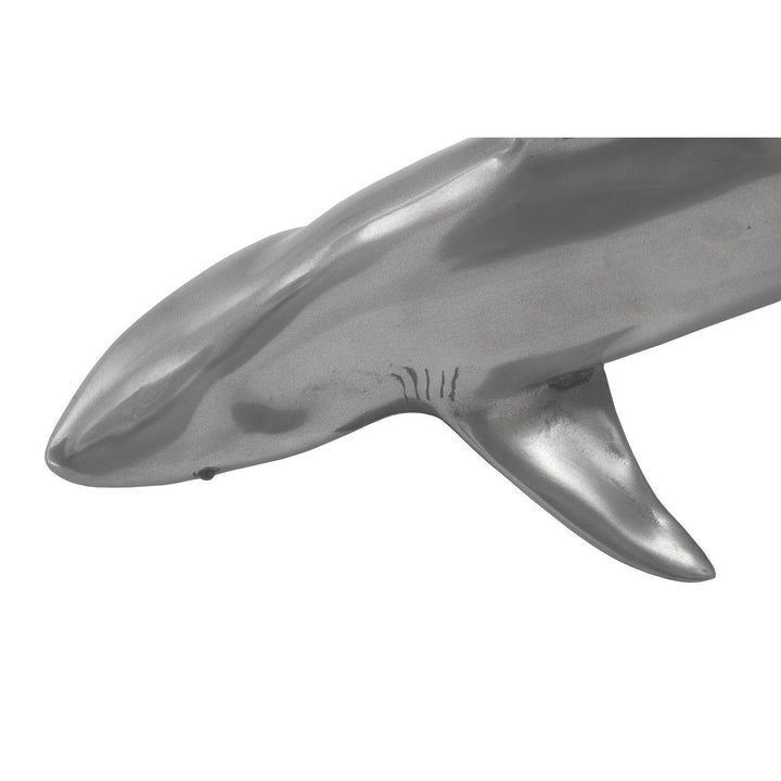 Whaler Shark Fish Wall Sculpture-Phillips Collection-PHIL-PH64546-Wall ArtPolished Aluminum-5-France and Son