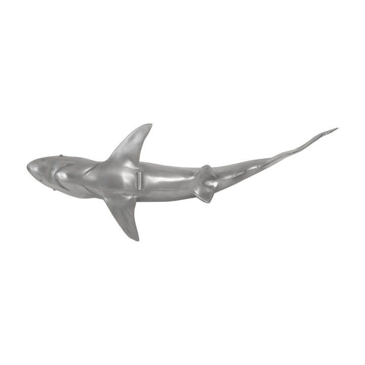 Whaler Shark Fish Wall Sculpture-Phillips Collection-PHIL-PH64546-Wall ArtPolished Aluminum-3-France and Son