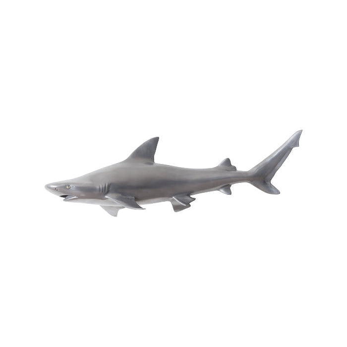 Black Tip Reef Shark Wall Sculpture-Phillips Collection-PHIL-PH65284-Wall ArtPolished Aluminum-2-France and Son