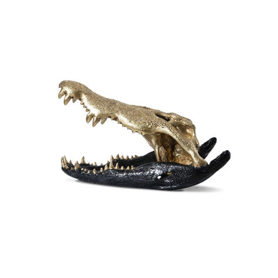 Crocodile Skull-Phillips Collection-PHIL-PH67577-DecorBlack & Silver Leaf-4-France and Son