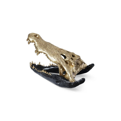 Crocodile Skull-Phillips Collection-PHIL-PH67577-DecorBlack & Silver Leaf-3-France and Son