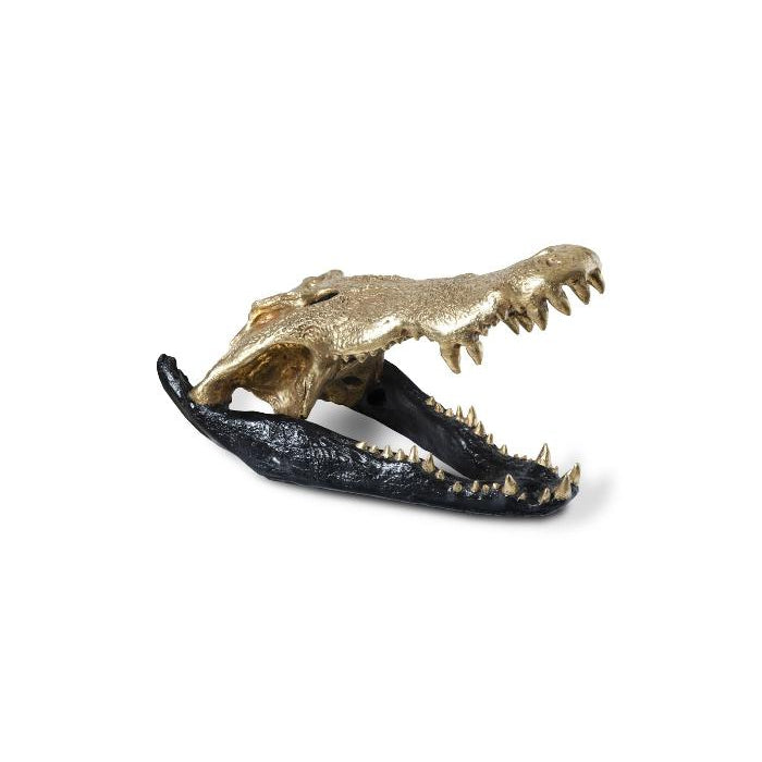 Crocodile Skull-Phillips Collection-PHIL-PH67576-DecorBlack & Gold Leaf-1-France and Son