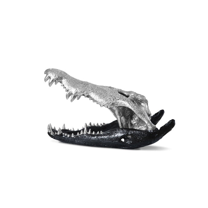 Crocodile Skull-Phillips Collection-PHIL-PH67577-DecorBlack & Silver Leaf-7-France and Son