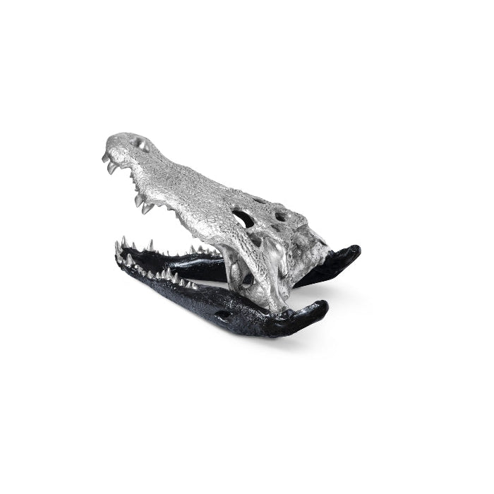 Crocodile Skull-Phillips Collection-PHIL-PH67577-DecorBlack & Silver Leaf-6-France and Son