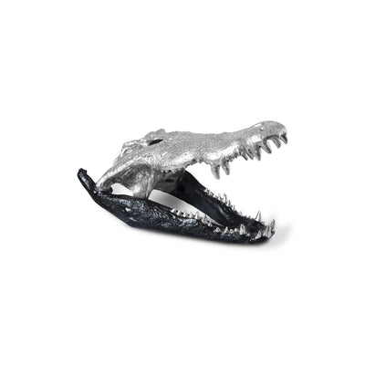 Crocodile Skull-Phillips Collection-PHIL-PH67577-DecorBlack & Silver Leaf-5-France and Son