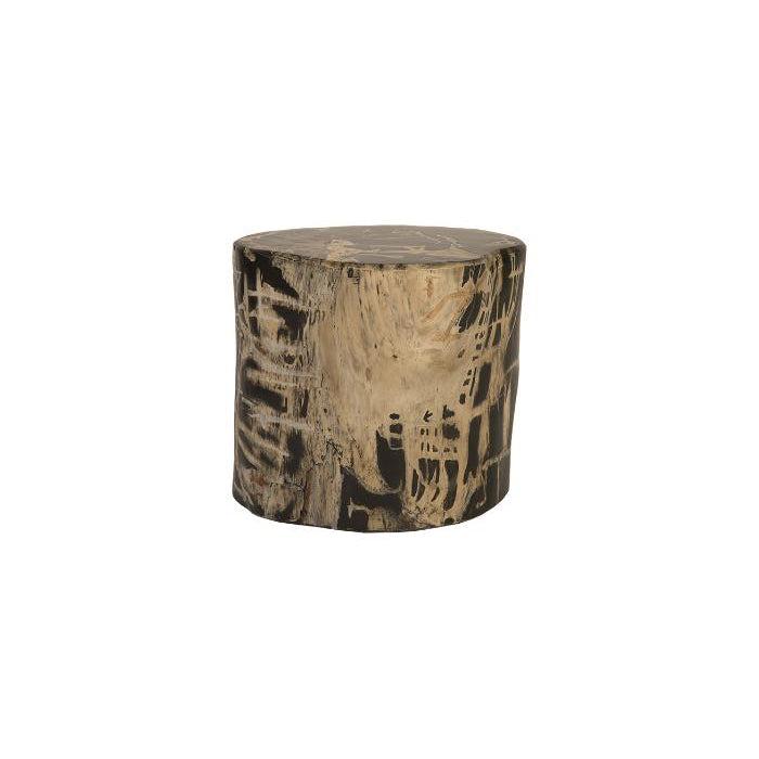 Patterned Round Cast Petrified Wood Stool-Phillips Collection-PHIL-PH82367-Stools & Ottomans-1-France and Son