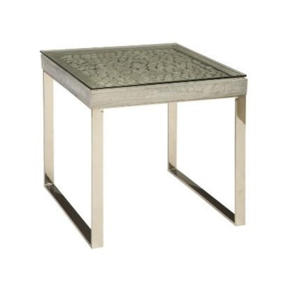Driftwood Side Table, Wood, Glass, Stainless Steel Base, Scaff Finish-Phillips Collection-PHIL-PH84445-Side Tables-1-France and Son