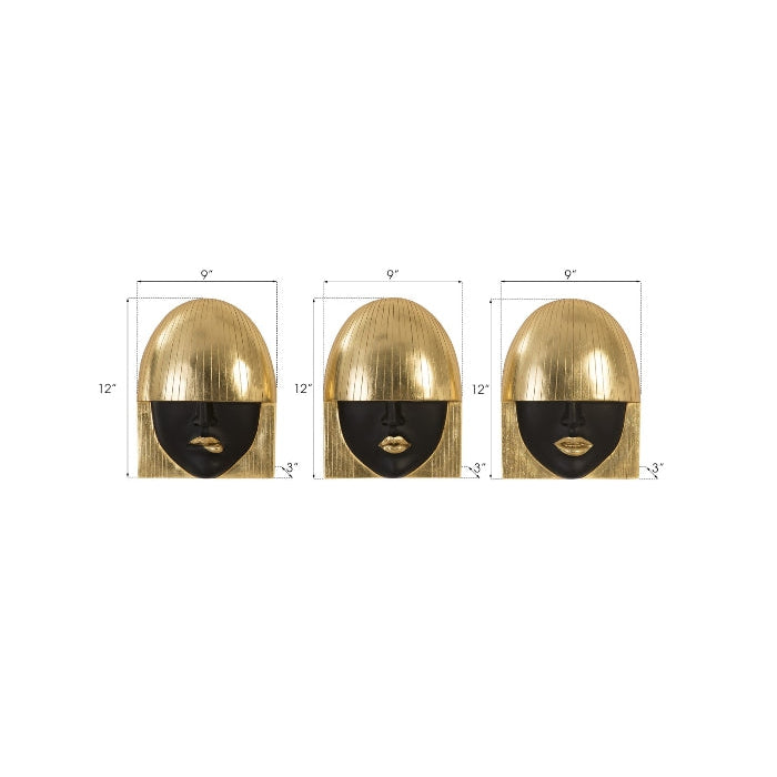 Fashion Faces Small Black and Gold Wall Art Set-Phillips Collection-PHIL-PH90450-Wall Art-4-France and Son