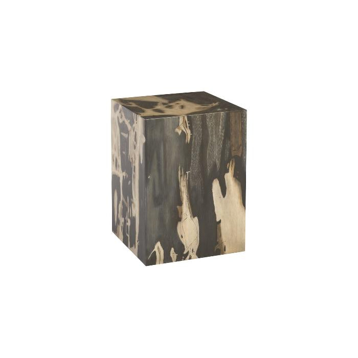 Patterned Square Cast Petrified Wood Stool-Phillips Collection-PHIL-PH94497-Stools & Ottomans-1-France and Son