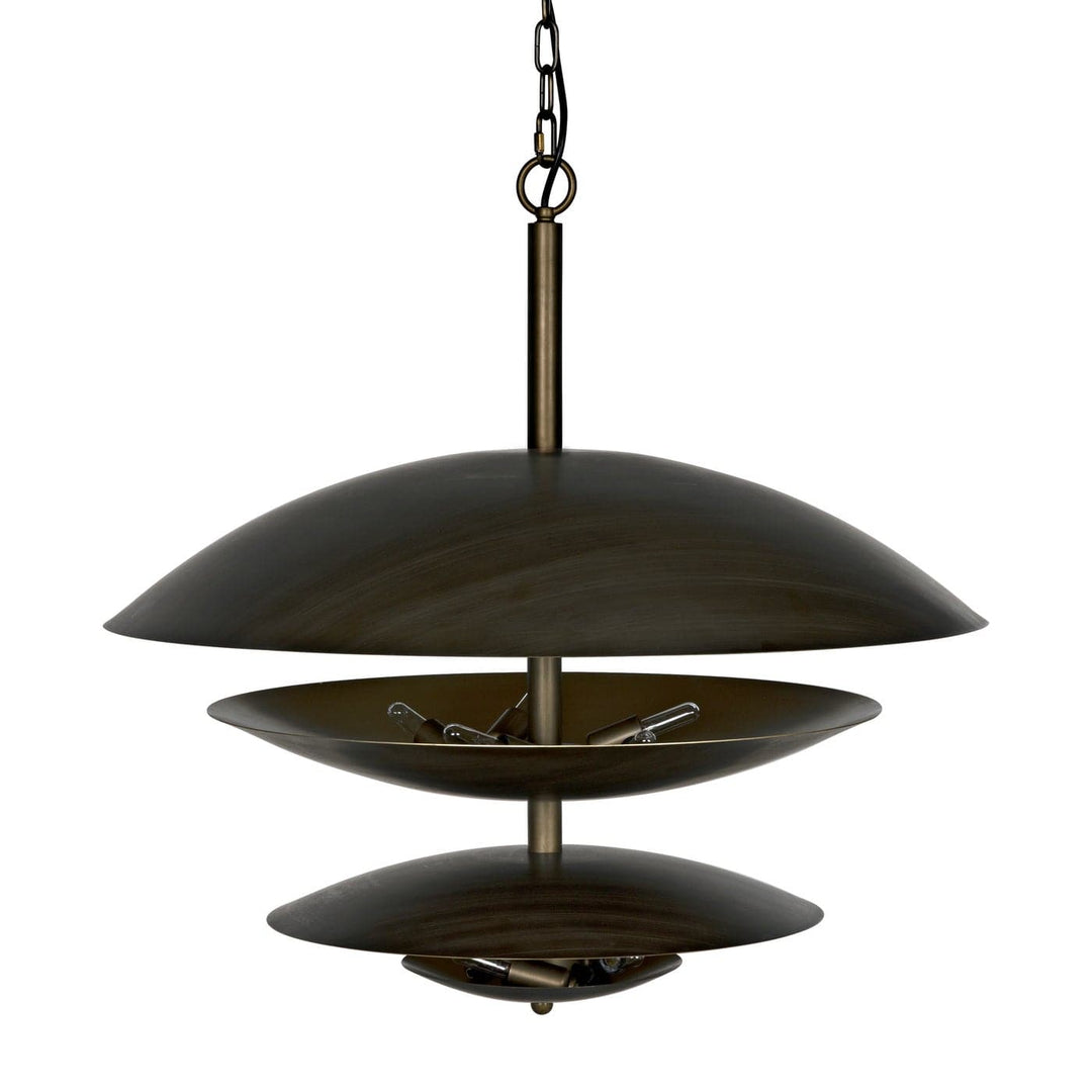 Nora Chandelier - Metal With Aged Brass Finish-Noir-NOIR-PZ010AB-Chandeliers-4-France and Son