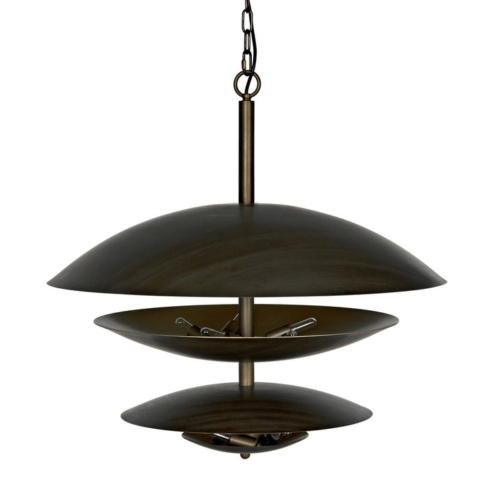 Nora Chandelier - Metal With Aged Brass Finish-Noir-NOIR-PZ010AB-Chandeliers-4-France and Son