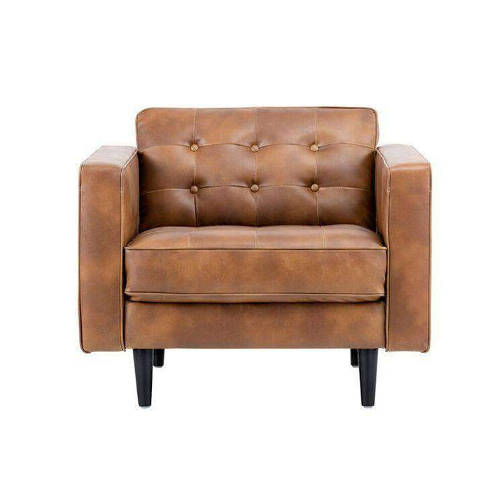 Donnie Armchair-Sunpan-SUNPAN-102508-Lounge ChairsHavana Dark Brown-Faux Leather-12-France and Son
