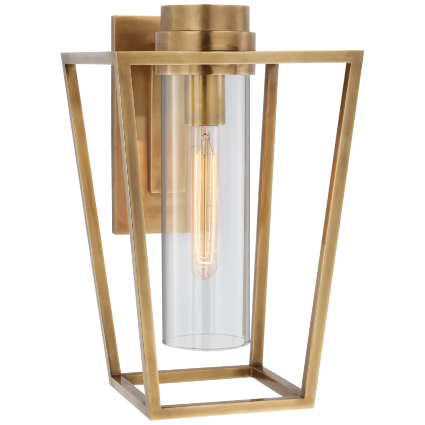 Pretty Small Bracketed Sconce-Visual Comfort-VISUAL-S 2170HAB-CG-Wall LightingHand-Rubbed Antique Brass-Clear Glass-2-France and Son