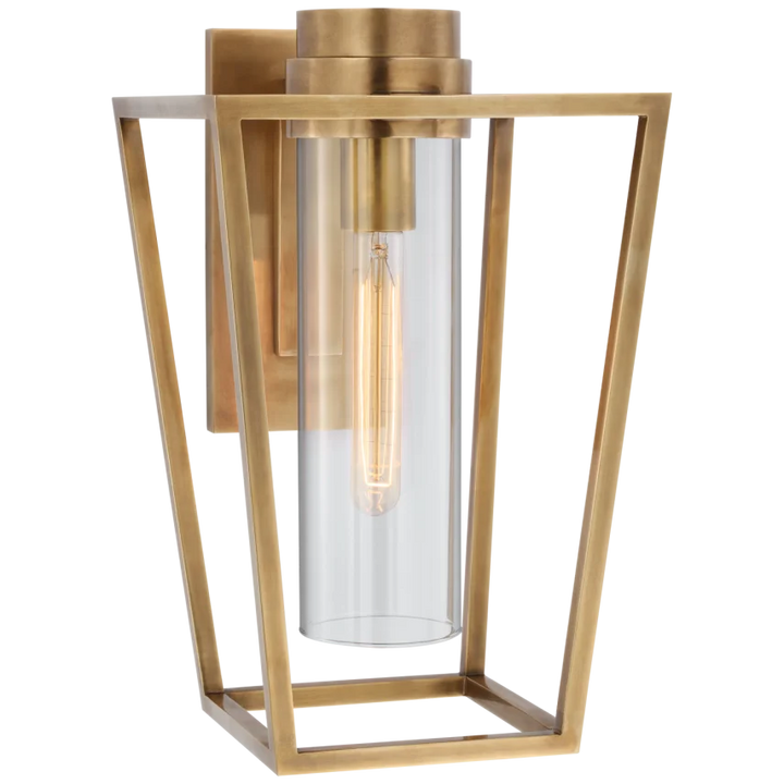 Pretty Small Bracketed Sconce-Visual Comfort-VISUAL-S 2170HAB-CG-Wall LightingHand-Rubbed Antique Brass-Clear Glass-2-France and Son