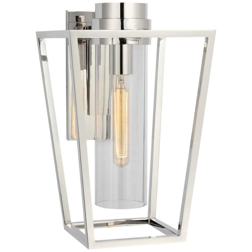 Pretty Small Bracketed Sconce-Visual Comfort-VISUAL-S 2170PN-CG-Wall LightingPolished Nickel-Clear Glass-3-France and Son