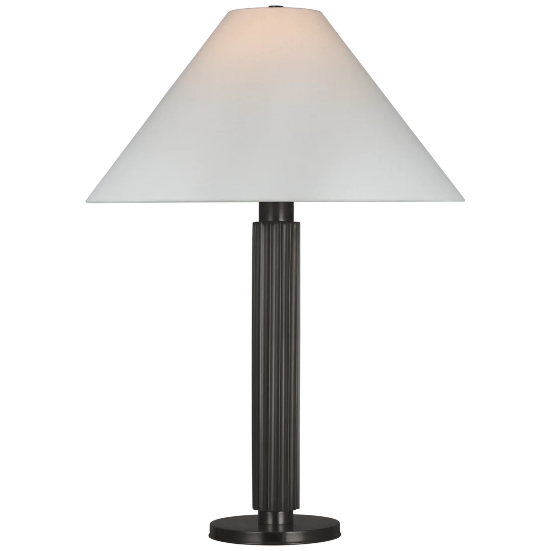 Duran Large Table Lamp-Visual Comfort-VISUAL-S 3115BZ-L-Table LampsBronze-Linen Shade-1-France and Son