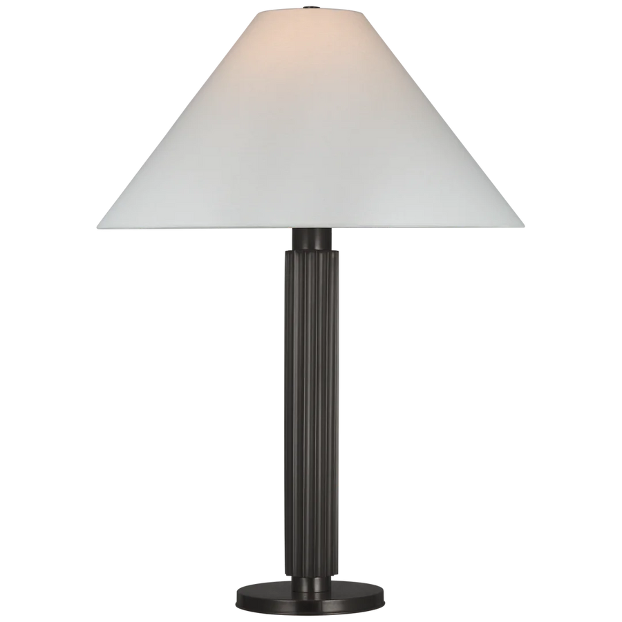 Duran Large Table Lamp-Visual Comfort-VISUAL-S 3115BZ-L-Table LampsBronze-Linen Shade-1-France and Son