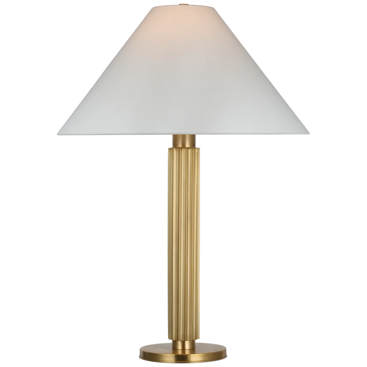 Duran Large Table Lamp-Visual Comfort-VISUAL-S 3115SB-L-Table LampsSoft Brass-Linen Shade-3-France and Son