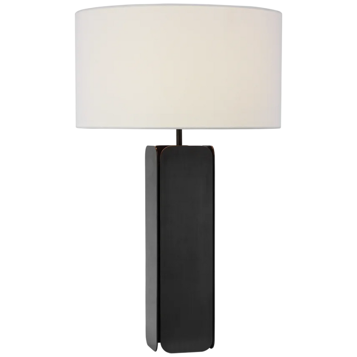 Abby Large Paneled Table Lamp-Visual Comfort-VISUAL-S 3724BZ-L-Table LampsBronze-Linen Shade-1-France and Son