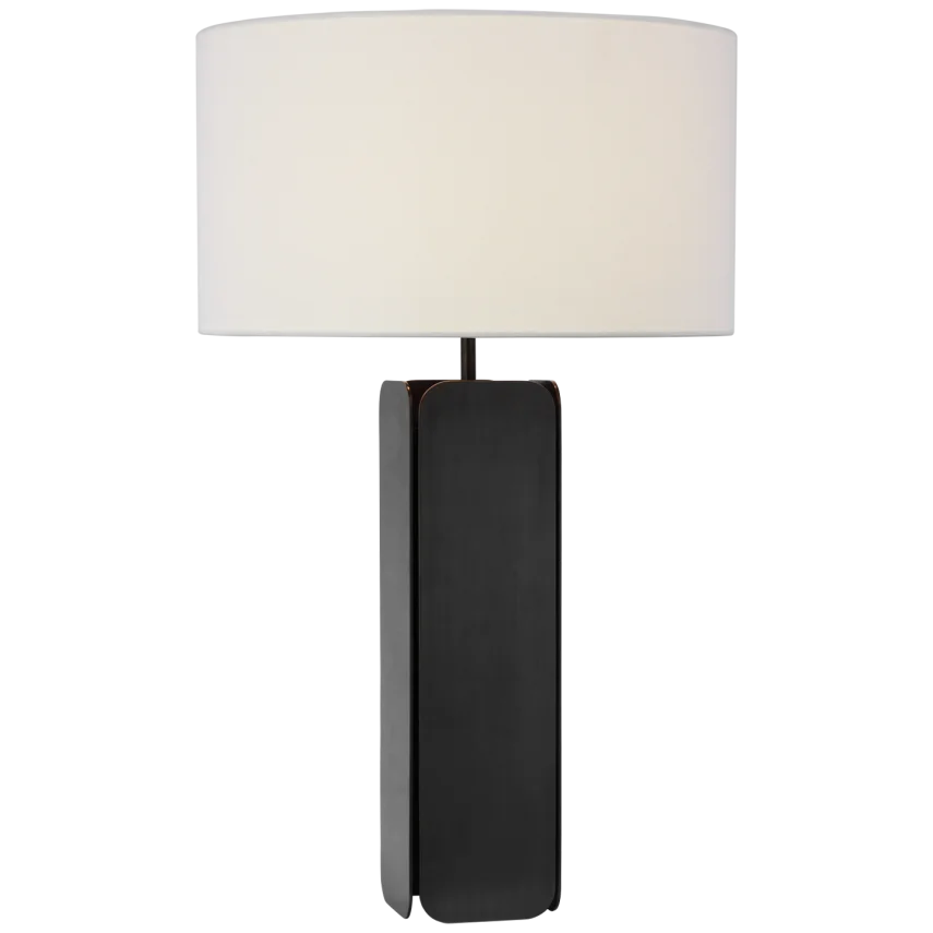 Abby Large Paneled Table Lamp-Visual Comfort-VISUAL-S 3724BZ-L-Table LampsBronze-Linen Shade-1-France and Son