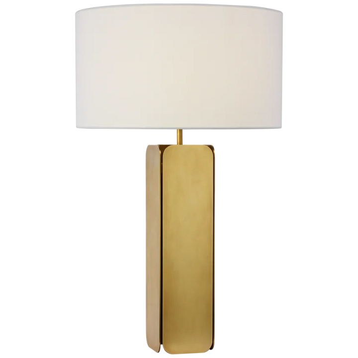 Abby Large Paneled Table Lamp-Visual Comfort-VISUAL-S 3724HAB-L-Table LampsHand-Rubbed Antique Brass-Linen Shade-2-France and Son