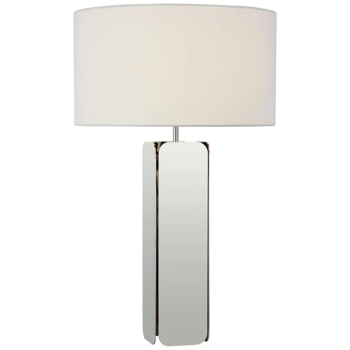 Abby Large Paneled Table Lamp-Visual Comfort-VISUAL-S 3724PN-L-Table LampsPolished Nickel-Linen Shade-3-France and Son
