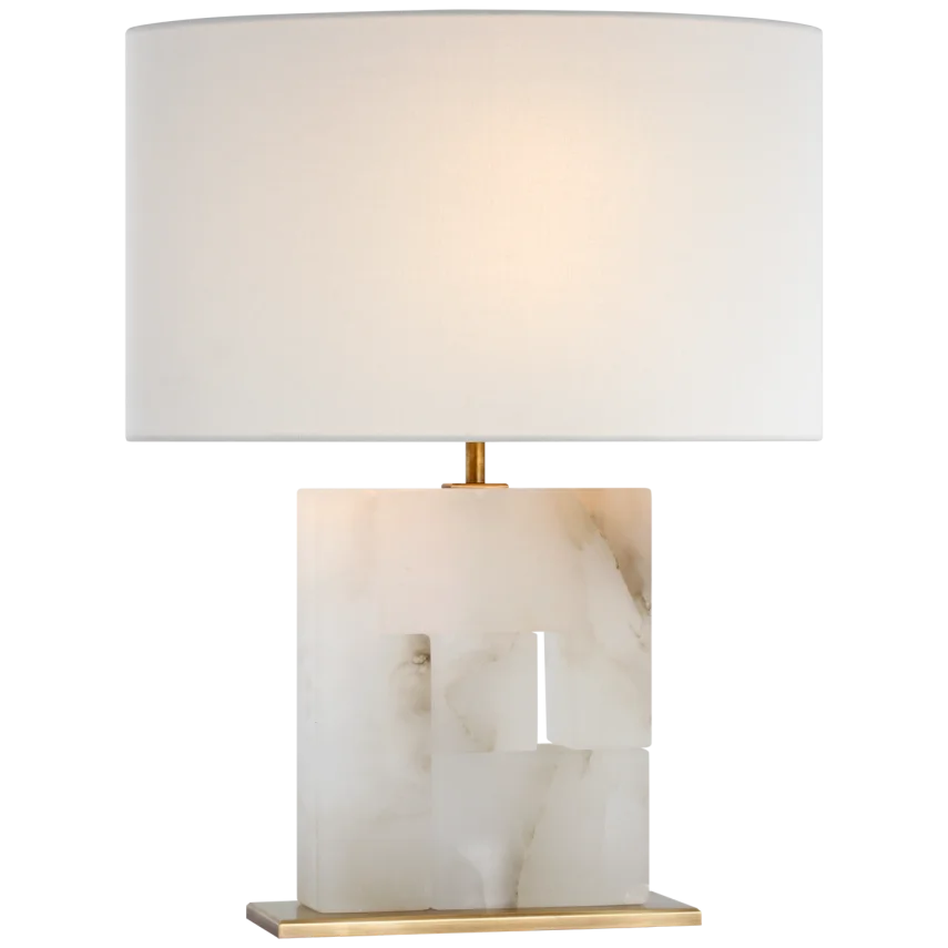 Ashley Table Lamp-Visual Comfort-VISUAL-S 3925ALB/HAB-L-Table LampsMedium-Alabaster and Hand-Rubbed Antique Brass-Linen Oval-5-France and Son