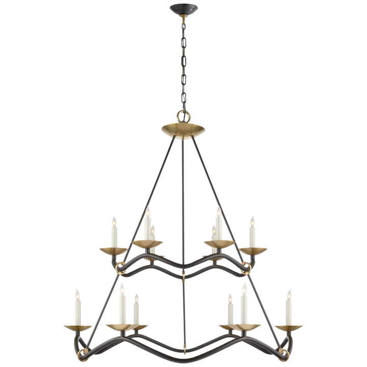 Chowy Two - Tier Chandelier-Visual Comfort-VISUAL-S 5041AI-ChandeliersAged Iron-1-France and Son