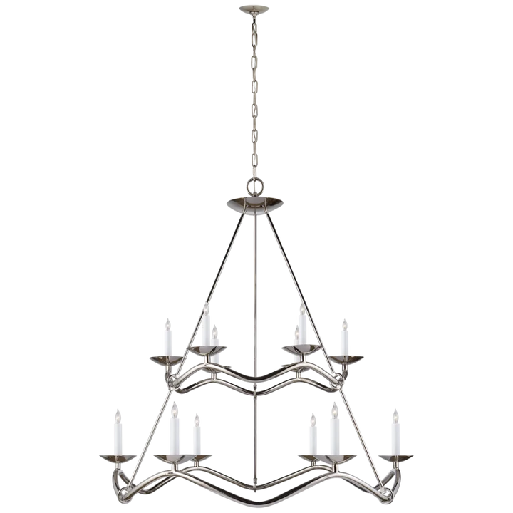 Chowy Two - Tier Chandelier-Visual Comfort-VISUAL-S 5041PN-ChandeliersPolished Nickel-2-France and Son