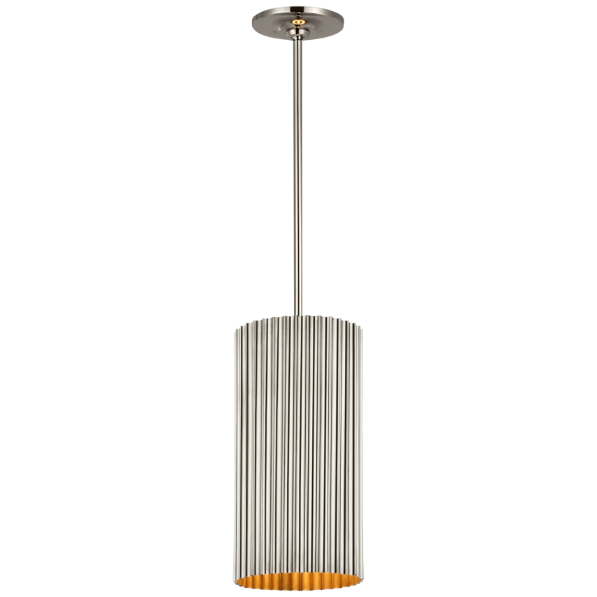 Rovers Small Fluted Pendant-Visual Comfort-VISUAL-S 5115PN-PendantsPolished Nickel-2-France and Son