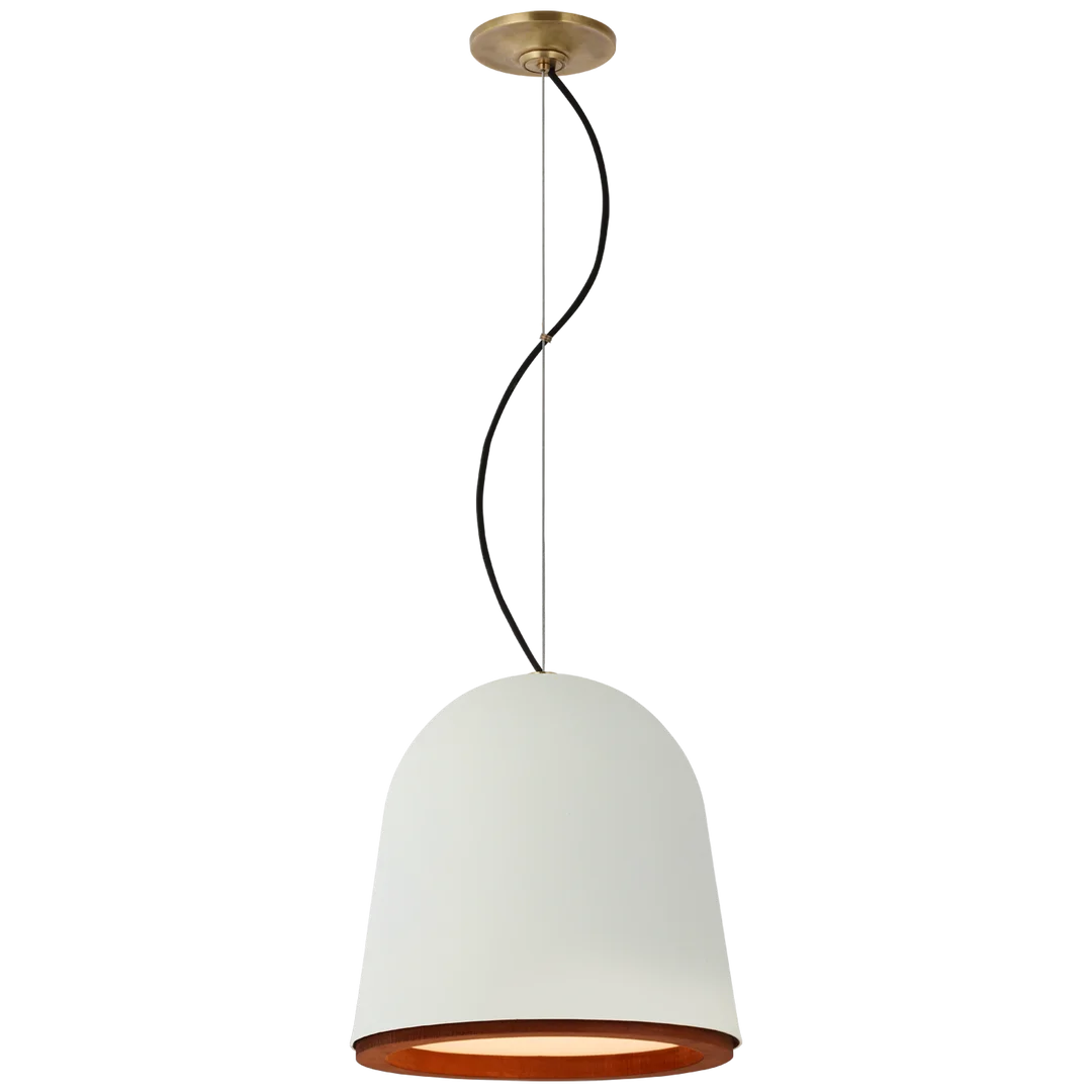 Munir Small Pendant-Visual Comfort-VISUAL-S 5125PW/BLK-PendantsPlaster White and Dark Teak-1-France and Son