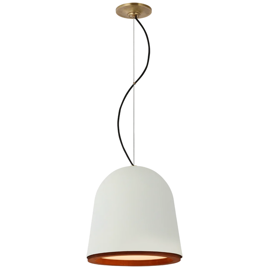 Munir Small Pendant-Visual Comfort-VISUAL-S 5125PW/BLK-PendantsPlaster White and Dark Teak-1-France and Son