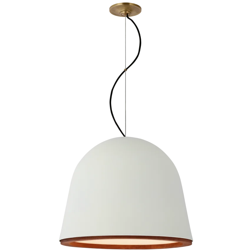 Munir Large Pendant-Visual Comfort-VISUAL-S 5126PW-PendantsPlaster White and Dark Teak-2-France and Son