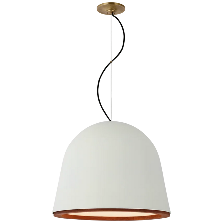 Munir Large Pendant-Visual Comfort-VISUAL-S 5126PW-PendantsPlaster White and Dark Teak-2-France and Son