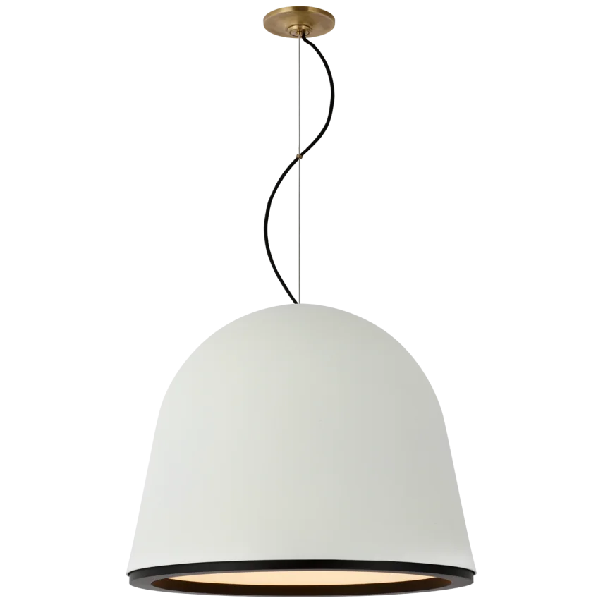 Munir Large Pendant-Visual Comfort-VISUAL-S 5126PW/BLK-1-PendantsPlaster White and Black-1-France and Son