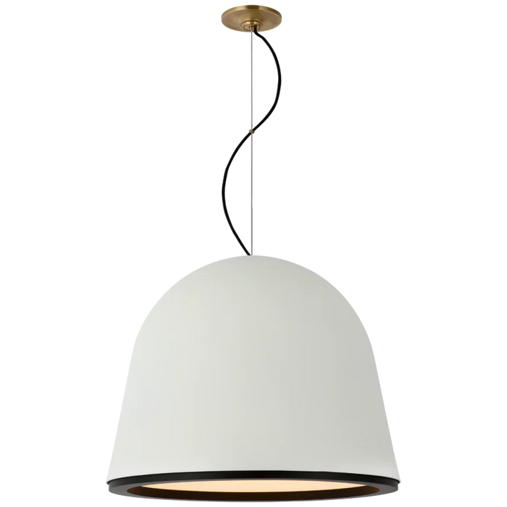 Munir Large Pendant-Visual Comfort-VISUAL-S 5126PW/BLK-1-PendantsPlaster White and Black-1-France and Son