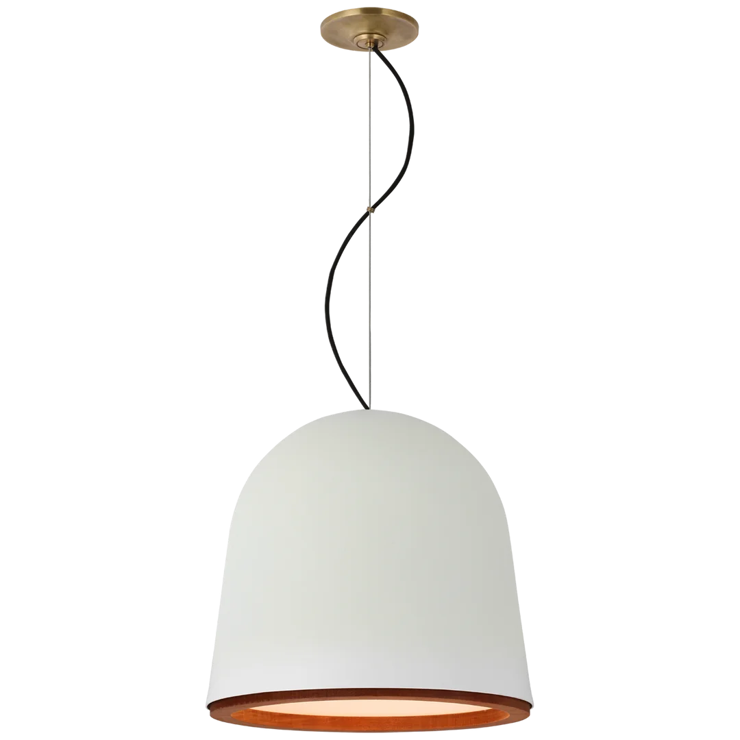 Munir Pendant-Visual Comfort-VISUAL-S 5127PW-PendantsPlaster White and Dark Teak/M-4-France and Son