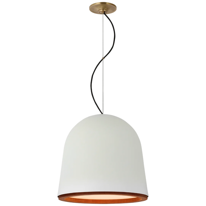 Munir Pendant-Visual Comfort-VISUAL-S 5127PW-PendantsPlaster White and Dark Teak/M-4-France and Son