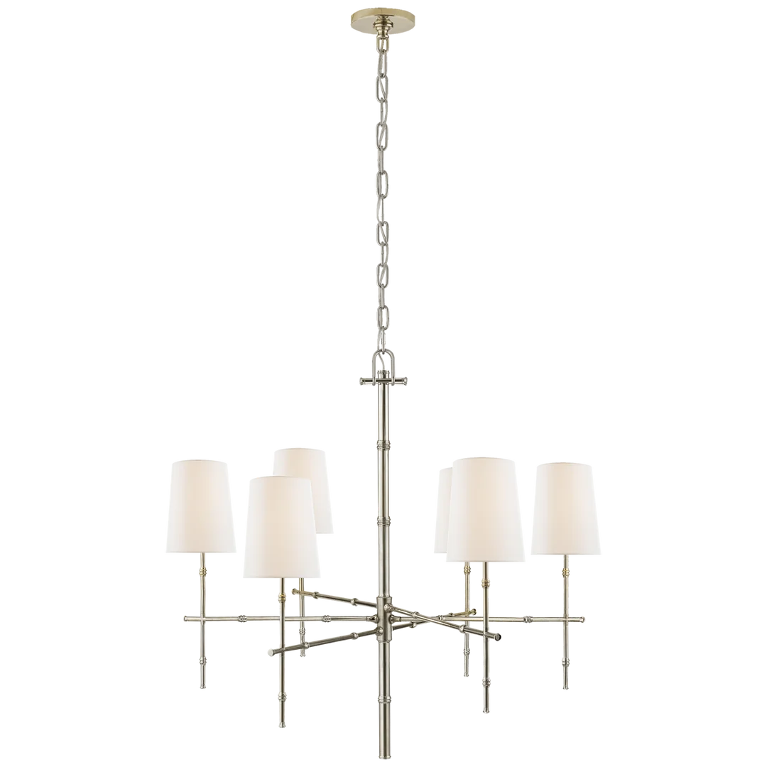 Greda Medium Modern Bamboo Chandelier-Visual Comfort-VISUAL-S 5161PN-L-ChandeliersLinen-1-France and Son