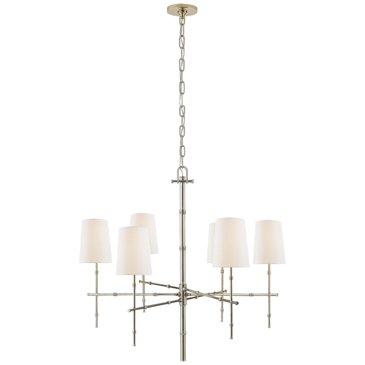 Greda Medium Modern Bamboo Chandelier-Visual Comfort-VISUAL-S 5161PN-L-ChandeliersLinen-1-France and Son