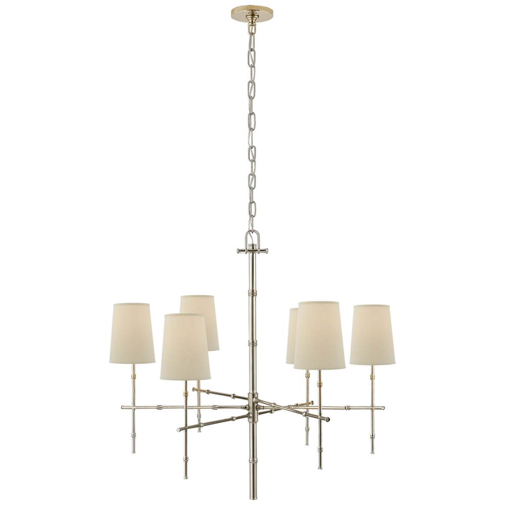 Greda Medium Modern Bamboo Chandelier-Visual Comfort-VISUAL-S 5161PN-PL-ChandeliersNatural Percale-2-France and Son