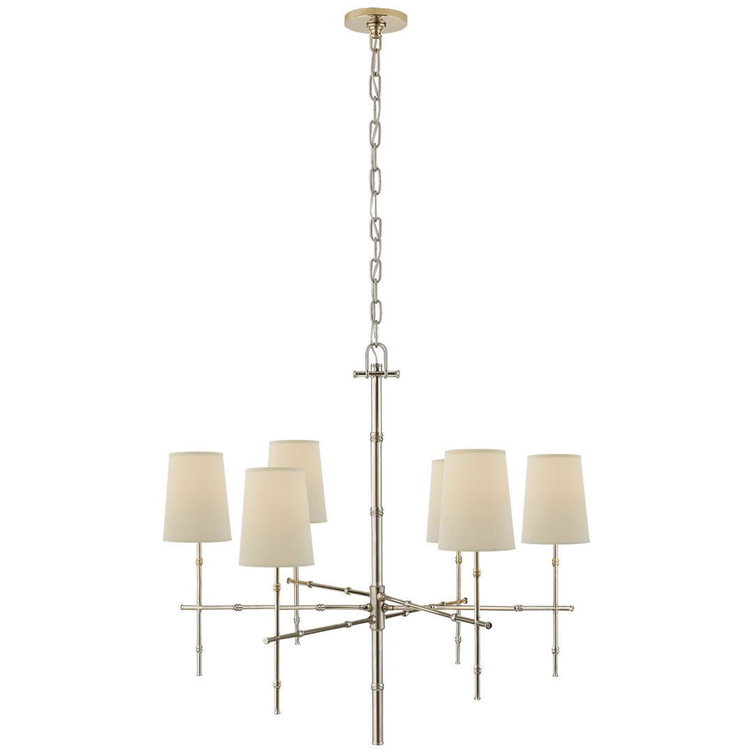 Greda Medium Modern Bamboo Chandelier-Visual Comfort-VISUAL-S 5161PN-PL-ChandeliersNatural Percale-2-France and Son