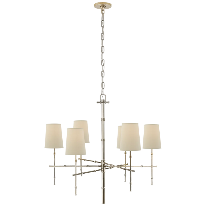 Greda Medium Modern Bamboo Chandelier-Visual Comfort-VISUAL-S 5161PN-PL-ChandeliersNatural Percale-2-France and Son