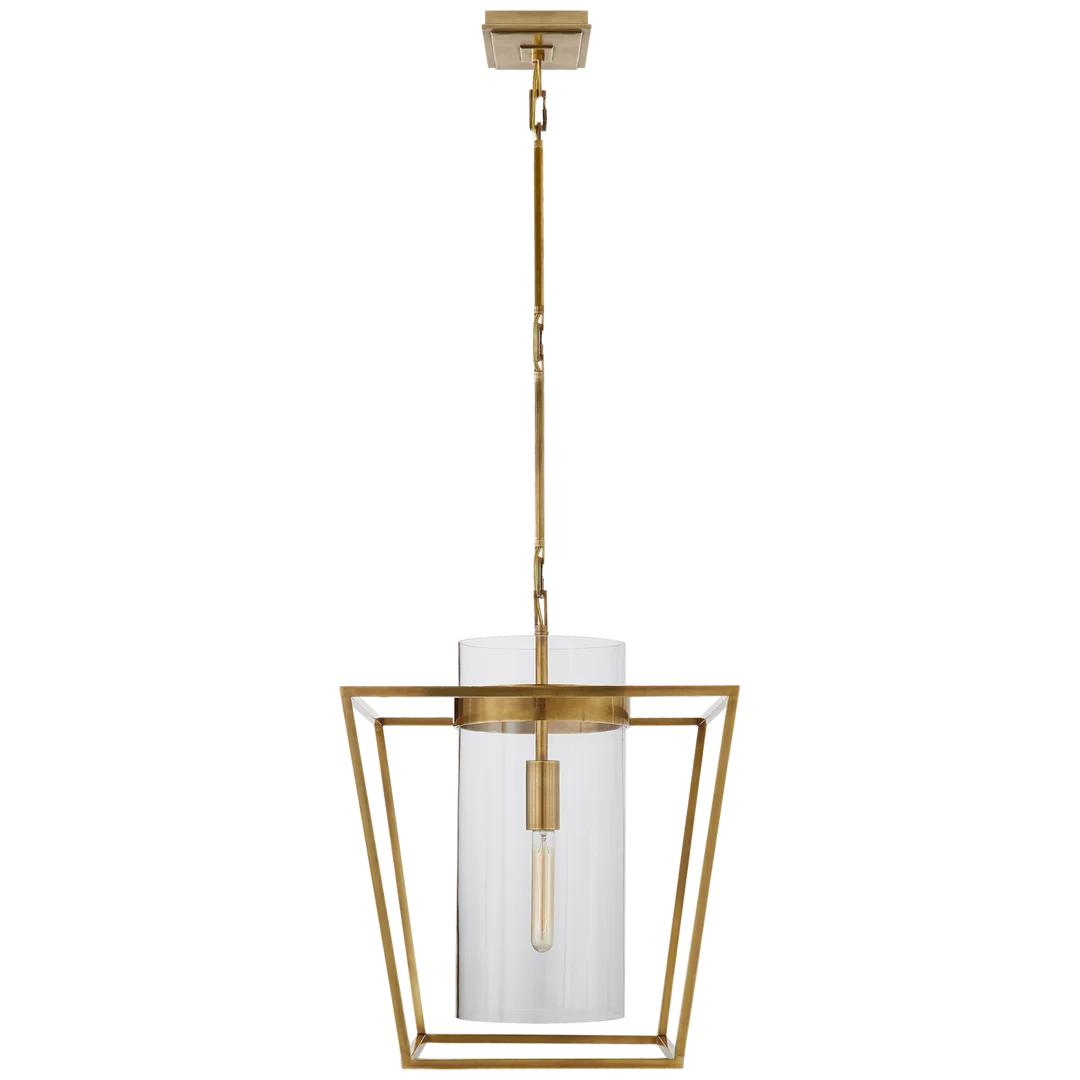 President Small Lantern-Visual Comfort-VISUAL-S 5167HAB-CG-Outdoor Post LanternsHand-Rubbed Antique Brass-Clear Glass-1-France and Son